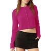 imageUrban CoCo Womens Crew Neck Cropped Cardigan Sweaters Long Sleeve Open Front Button Down Shrug Sweater JacketsRose