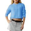 imageUrban CoCo Womens Crew Neck Cropped Cardigan Sweaters Long Sleeve Open Front Button Down Shrug Sweater JacketsSky Blue
