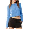 imageUrban CoCo Womens Crew Neck Cropped Cardigan Sweaters Long Sleeve Open Front Button Down Shrug Sweater JacketsSky Blue
