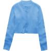 imageUrban CoCo Womens Crew Neck Cropped Cardigan Sweaters Long Sleeve Open Front Button Down Shrug Sweater JacketsSky Blue