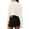 imageUrban CoCo Womens Crew Neck Cropped Cardigan Sweaters Long Sleeve Open Front Button Down Shrug Sweater JacketsWhite