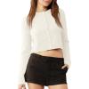 imageUrban CoCo Womens Crew Neck Cropped Cardigan Sweaters Long Sleeve Open Front Button Down Shrug Sweater JacketsWhite
