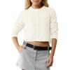 imageUrban CoCo Womens Crew Neck Cropped Cardigan Sweaters Long Sleeve Open Front Button Down Shrug Sweater JacketsWhite