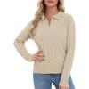 imageUrban CoCo Womens Long Sleeve V Neck Pullover Polo Sweater Tops Cable Knit Sweaters Winter Trendy OutfitsApricot