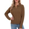 imageUrban CoCo Womens Long Sleeve V Neck Pullover Polo Sweater Tops Cable Knit Sweaters Winter Trendy OutfitsChocolate