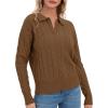 imageUrban CoCo Womens Long Sleeve V Neck Pullover Polo Sweater Tops Cable Knit Sweaters Winter Trendy OutfitsChocolate