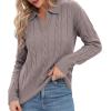 imageUrban CoCo Womens Long Sleeve V Neck Pullover Polo Sweater Tops Cable Knit Sweaters Winter Trendy OutfitsGrey Purple