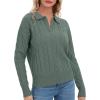 imageUrban CoCo Womens Long Sleeve V Neck Pullover Polo Sweater Tops Cable Knit Sweaters Winter Trendy OutfitsGreyish Green