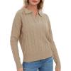 imageUrban CoCo Womens Long Sleeve V Neck Pullover Polo Sweater Tops Cable Knit Sweaters Winter Trendy OutfitsKahki