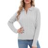 imageUrban CoCo Womens Long Sleeve V Neck Pullover Polo Sweater Tops Cable Knit Sweaters Winter Trendy OutfitsLight Grey