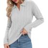 imageUrban CoCo Womens Long Sleeve V Neck Pullover Polo Sweater Tops Cable Knit Sweaters Winter Trendy OutfitsLight Grey