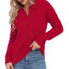 imageUrban CoCo Womens Long Sleeve V Neck Pullover Polo Sweater Tops Cable Knit Sweaters Winter Trendy OutfitsRed