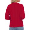 imageUrban CoCo Womens Long Sleeve V Neck Pullover Polo Sweater Tops Cable Knit Sweaters Winter Trendy OutfitsRed