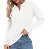 imageUrban CoCo Womens Long Sleeve V Neck Pullover Polo Sweater Tops Cable Knit Sweaters Winter Trendy OutfitsWhite
