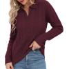 imageUrban CoCo Womens Long Sleeve V Neck Pullover Polo Sweater Tops Cable Knit Sweaters Winter Trendy OutfitsWine Red
