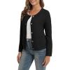 imageUrban CoCo Womens Open Front Cropped Cardigan Sweaters for Women Trendy Crewneck Button Down Knit Sweater JacketBlack