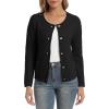 imageUrban CoCo Womens Open Front Cropped Cardigan Sweaters for Women Trendy Crewneck Button Down Knit Sweater JacketBlack