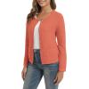 imageUrban CoCo Womens Open Front Cropped Cardigan Sweaters for Women Trendy Crewneck Button Down Knit Sweater JacketCoral Pink