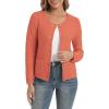 imageUrban CoCo Womens Open Front Cropped Cardigan Sweaters for Women Trendy Crewneck Button Down Knit Sweater JacketCoral Pink