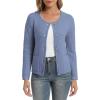 imageUrban CoCo Womens Open Front Cropped Cardigan Sweaters for Women Trendy Crewneck Button Down Knit Sweater JacketGreyish Blue