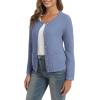 imageUrban CoCo Womens Open Front Cropped Cardigan Sweaters for Women Trendy Crewneck Button Down Knit Sweater JacketGreyish Blue