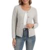 imageUrban CoCo Womens Open Front Cropped Cardigan Sweaters for Women Trendy Crewneck Button Down Knit Sweater JacketLight Gray