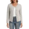 imageUrban CoCo Womens Open Front Cropped Cardigan Sweaters for Women Trendy Crewneck Button Down Knit Sweater JacketLight Gray