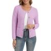 imageUrban CoCo Womens Open Front Cropped Cardigan Sweaters for Women Trendy Crewneck Button Down Knit Sweater JacketLight Purple