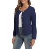 imageUrban CoCo Womens Open Front Cropped Cardigan Sweaters for Women Trendy Crewneck Button Down Knit Sweater JacketNavy Blue
