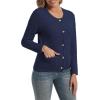 imageUrban CoCo Womens Open Front Cropped Cardigan Sweaters for Women Trendy Crewneck Button Down Knit Sweater JacketNavy Blue