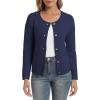 imageUrban CoCo Womens Open Front Cropped Cardigan Sweaters for Women Trendy Crewneck Button Down Knit Sweater JacketNavy Blue