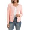 imageUrban CoCo Womens Open Front Cropped Cardigan Sweaters for Women Trendy Crewneck Button Down Knit Sweater JacketPink