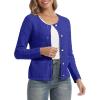 imageUrban CoCo Womens Open Front Cropped Cardigan Sweaters for Women Trendy Crewneck Button Down Knit Sweater JacketRoyal Blue