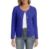 imageUrban CoCo Womens Open Front Cropped Cardigan Sweaters for Women Trendy Crewneck Button Down Knit Sweater JacketRoyal Blue