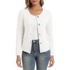 imageUrban CoCo Womens Open Front Cropped Cardigan Sweaters for Women Trendy Crewneck Button Down Knit Sweater JacketWhite