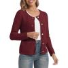 imageUrban CoCo Womens Open Front Cropped Cardigan Sweaters for Women Trendy Crewneck Button Down Knit Sweater JacketWine Red
