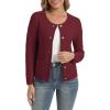 imageUrban CoCo Womens Open Front Cropped Cardigan Sweaters for Women Trendy Crewneck Button Down Knit Sweater JacketWine Red