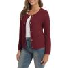imageUrban CoCo Womens Open Front Cropped Cardigan Sweaters for Women Trendy Crewneck Button Down Knit Sweater JacketWine Red