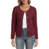 imageUrban CoCo Womens Open Front Cropped Cardigan Sweaters for Women Trendy Crewneck Button Down Knit Sweater JacketWine Red
