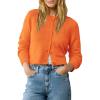 imageUrban CoCo Womens Crew Neck Cropped Cardigan Sweaters Long Sleeve Open Front Button Down Shrug Sweater JacketsOrange