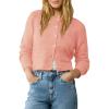 imageUrban CoCo Womens Crew Neck Cropped Cardigan Sweaters Long Sleeve Open Front Button Down Shrug Sweater JacketsOrange Pink