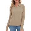 imageUrban CoCo Womens Long Sleeve V Neck Pullover Polo Sweater Tops Cable Knit Sweaters Winter Trendy OutfitsKahki