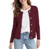 imageUrban CoCo Womens Open Front Cropped Cardigan Sweaters for Women Trendy Crewneck Button Down Knit Sweater JacketWine Red