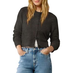 imageUrban CoCo Womens Crew Neck Cropped Cardigan Sweaters Long Sleeve Open Front Button Down Shrug Sweater JacketsBlack Coffee