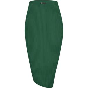 imageUrban CoCo Womens High Waist Stretch Ribbed Knit Pencil Skirt Midi Length with Side Slit Office Work Bodycon StyleDark Green
