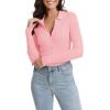 imageUrban CoCo Womens Long Sleeve Button Up Sweater Polo Shirt Collared Knit Cardigan SweatersPink