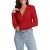 imageUrban CoCo Womens Long Sleeve Button Up Sweater Polo Shirt Collared Knit Cardigan SweatersRed