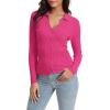 imageUrban CoCo Womens Long Sleeve Button Up Sweater Polo Shirt Collared Knit Cardigan SweatersRose