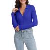 imageUrban CoCo Womens Long Sleeve Button Up Sweater Polo Shirt Collared Knit Cardigan SweatersRoyal Blue