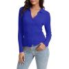 imageUrban CoCo Womens Long Sleeve Button Up Sweater Polo Shirt Collared Knit Cardigan SweatersRoyal Blue